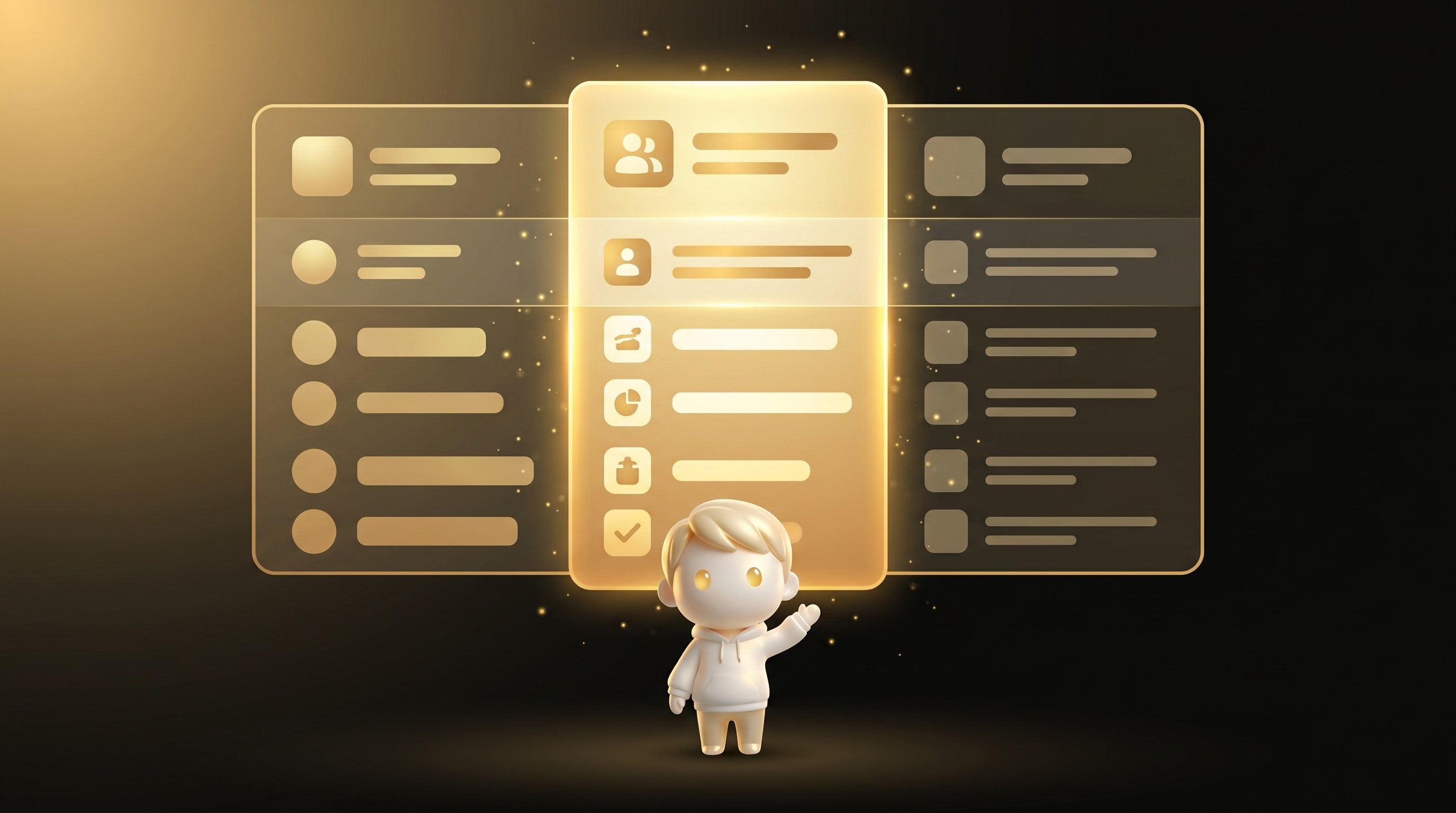 The Godmode mascot standing between two glowing mockups: the left shows a cluttered dropshipper-style template, the right shows a polished researched product page