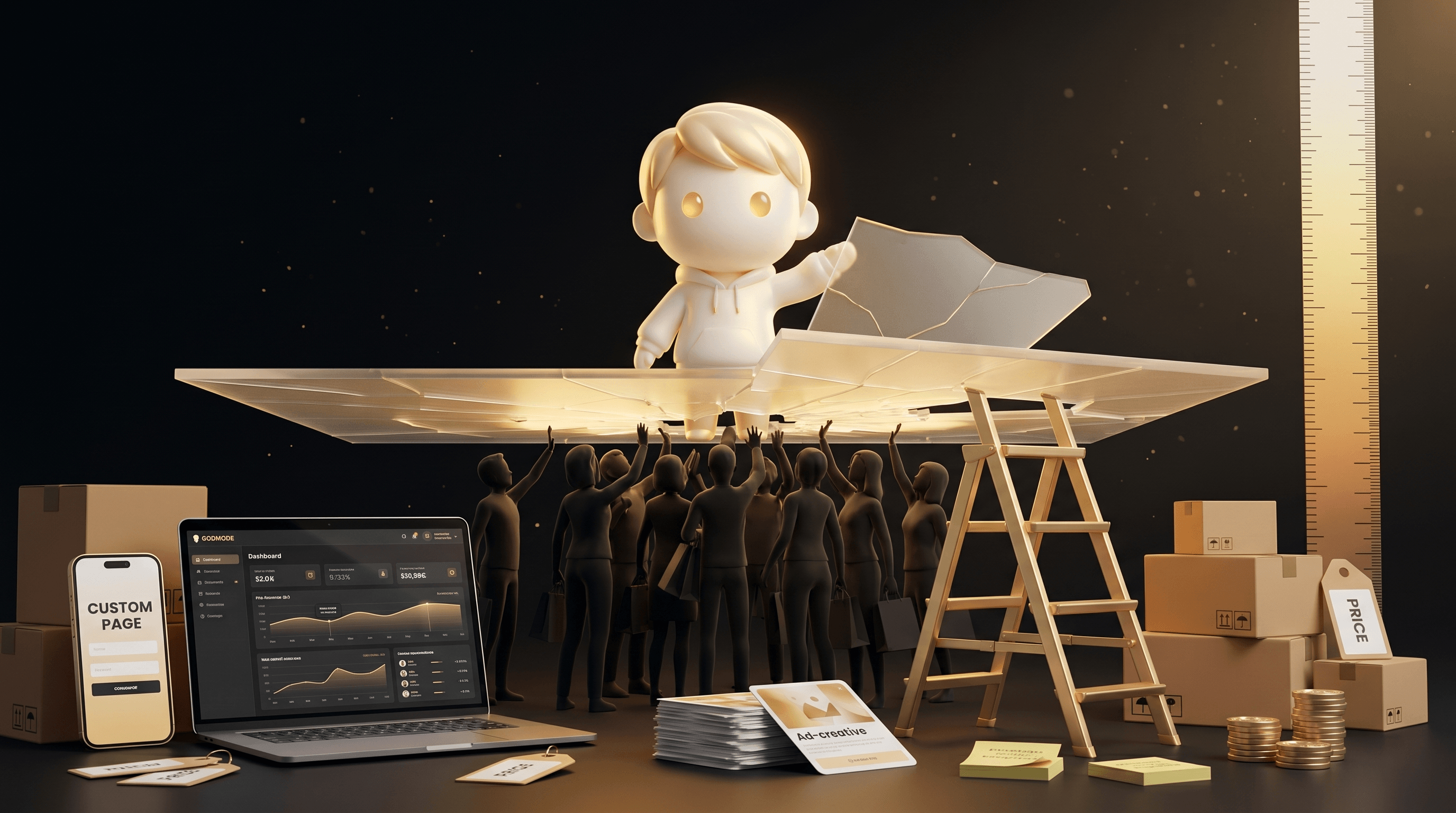 CVR ceiling comparison: free and paid Shopify themes plateau at 2.5-3.5% CVR on cold Meta traffic while custom AI-generated pages ship at 4% minimum often 5-6% on well-picked products