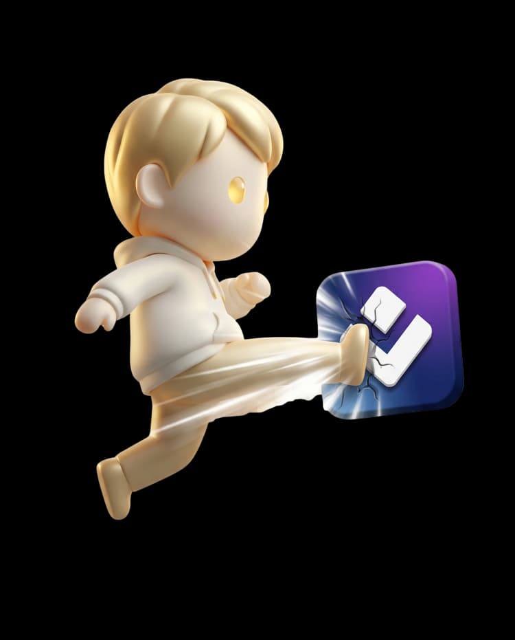 Godmode mascot kicking Atlas